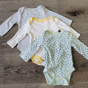 Cloud Island Set of 3 Long Sleeve Onesies